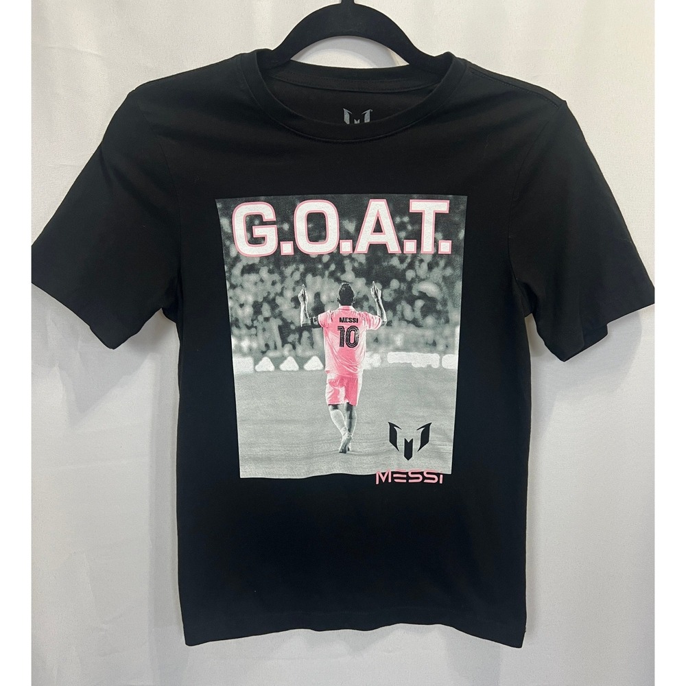 Messi Collection Kids GOAT Graphic T-Shirt Black Soccer Inter Miami Size L 10/12